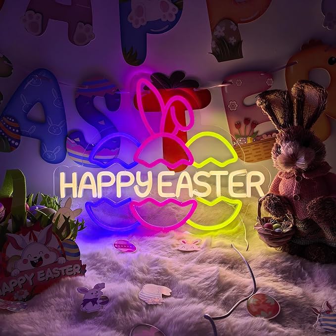 Easter Egg Neon Sign for Easter Decorations LED Egg Neon Light for Room Wall Decor Holiday Gift