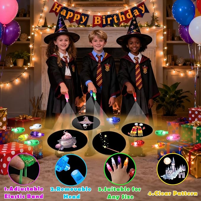 36 Pack Magic School Party Favors LED Finger Lights, Birthday Goodie Bags, Glow Party Supplies, Classroom Treasure Box Rewards for Kids