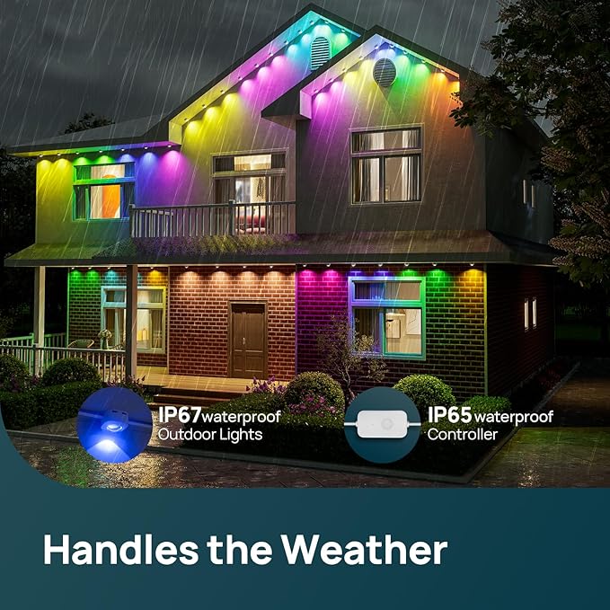 Linkind Permanent Outdoor Lights HP5,Smart AI RGBTW 150ft Christmas Lights, 85 Scenes Modes for Daily Holiday Christmas Decorations,IP67 Waterproof, Works with Alexa,Google Assistant