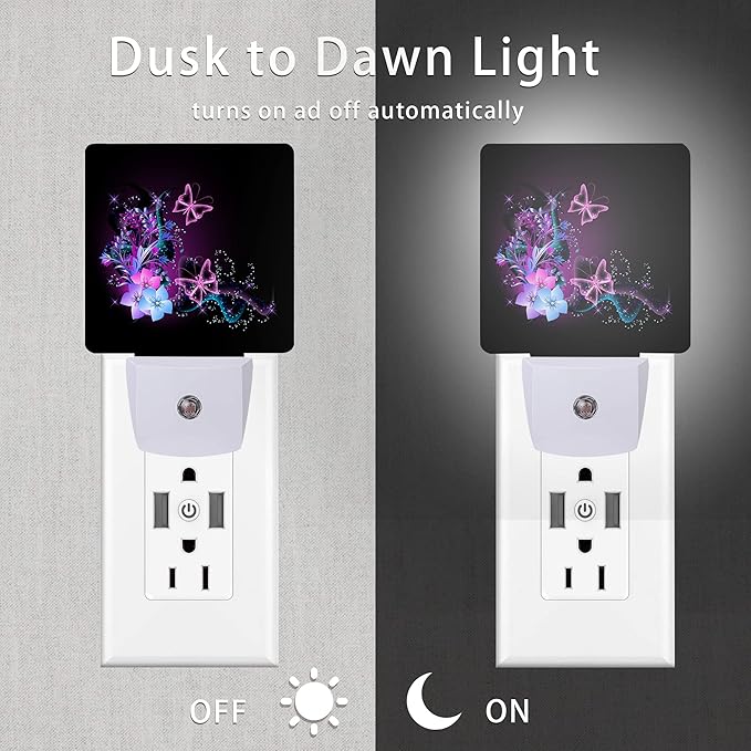 Butterfly Night Light,Fantasy Butterflies Fairy Plug in Night Lights 0.5W Sleep Friendly for Boys Girls Led Night Light Dusk to Dawn Sensor Nightlight for Stairway/Hallway/Bedroom