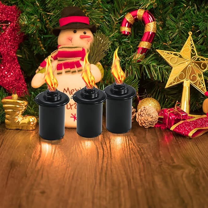 6 Pack Metal Citronella Torches, Torches Garden for Outside 60 inch Flickering Flame Citronella Outdoor Light Torch,Metal Torches for Outside, Camping Patio Pathway Table Torch(Jet Black)