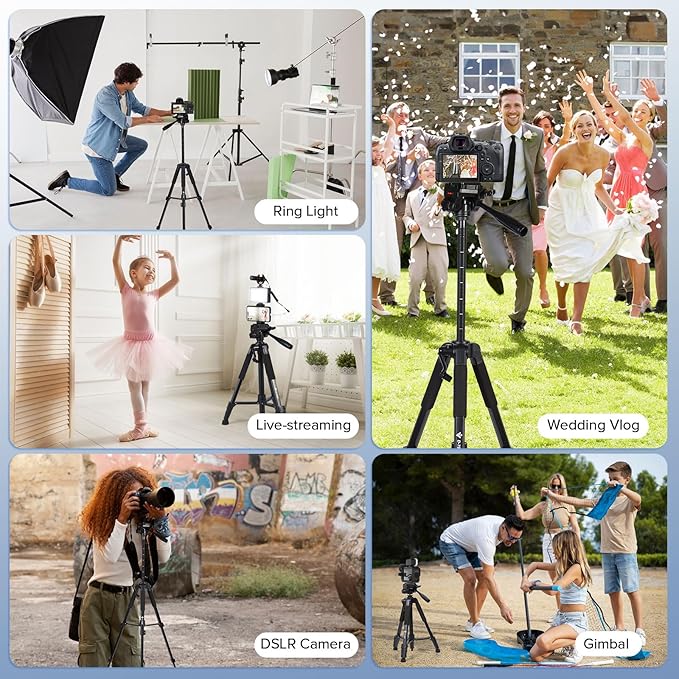 Vlogging Kit for iPhone, Android with Full Size Tripod, Tripod, Phone Stand, LED Light and Shotgun Microphone for Video Calling, Vlogging, YouTube, Instagram, TikTok
