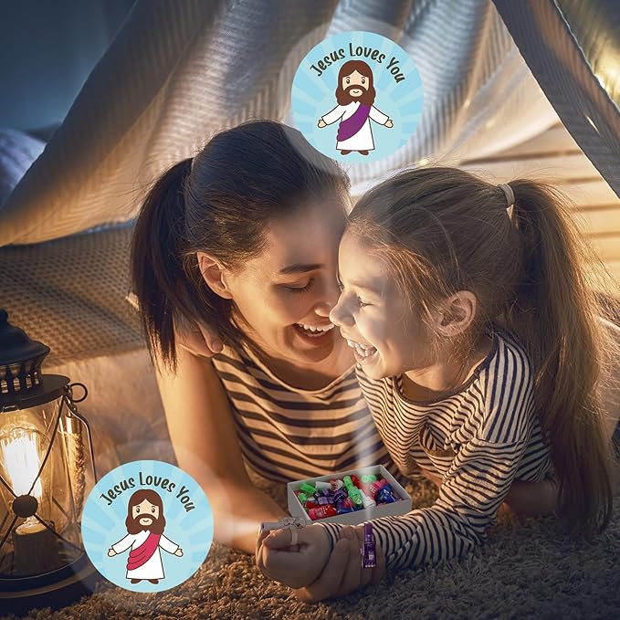 Tuanse 50 Pcs Christian Easter Gifts for Kids Jesus Loves You Finger Lights Bulk Easter Sunday School Church Gifts Glow in The Dark Christian Bible Finger Lights for Egg Stuffers Religious Baptism