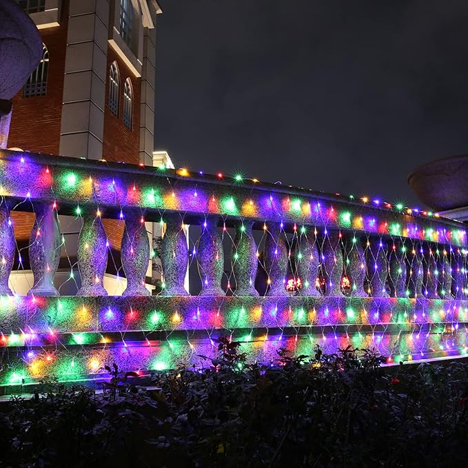 11.5ft x 5ft Christmas Net Lights Outdoor, 360 LED Net Lights with 8 Modes, Connectable, Timer, Waterproof Low Voltage Bush Mesh Fairy String Light for Yard Bush Christmas Indoor Decor (Multicolor)