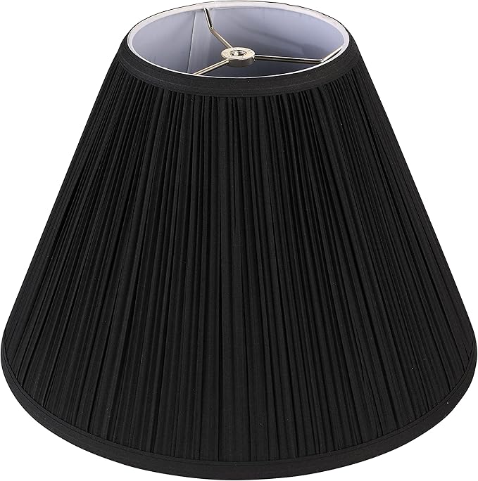 Aspen Creative 33146, Mushroom Pleated Traditional Spider Lamp Shade in Pleated Black, 6-1/2" Top x 15" Bottom x 11" Slant