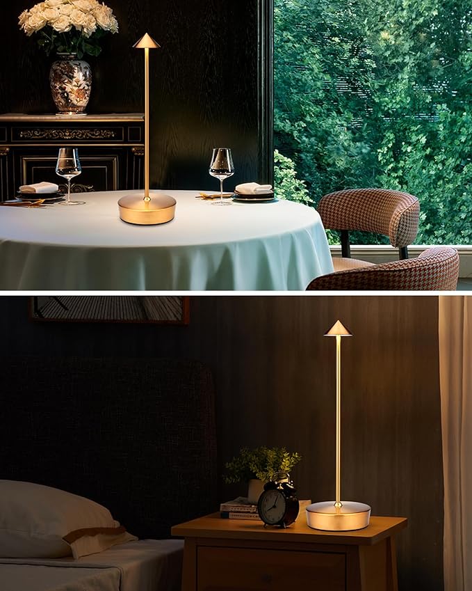 Cordless Led Table Desk Lamp 2 Pack, 7000mAh Battery Outdoor Table Light Waterproof for Restaurant Patio Camping Home Decor, USB-A Output, Brightness Memory, Dimmable