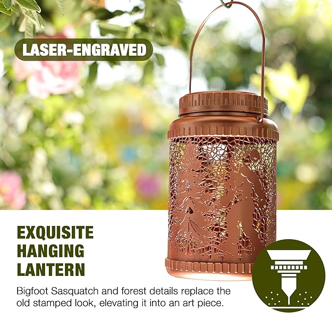 Cooo 4 Pack Solar Lanterns Outdoor Waterproof Bigfoot Sasquatch Christmas Trees Solar Pathway Lights Landscape Path Christmas Gifts for Women Mom Grandma Outdoor Table Lamp Garden Yard Decor-Rose Gold