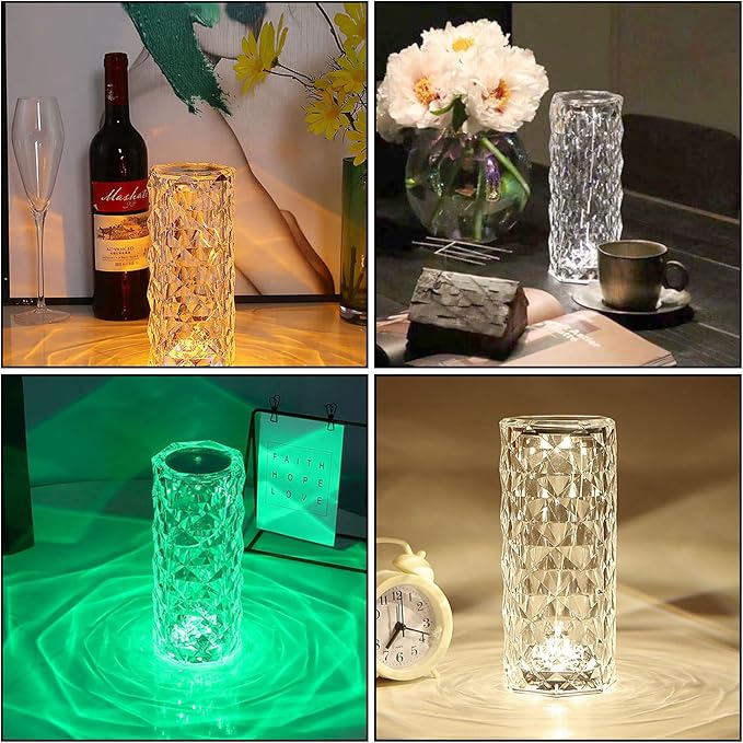 MIFXIN Crystal Table Lamp RGB 16 Colors Changing Remote Control Rose Diamond Crystal Lamp USB Charging Touch Light Decorative Acrylic Led Desk Lamp for Bedroom Living Room Dinning Table Decor