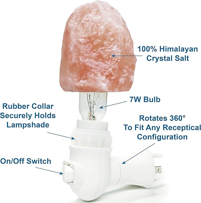 Himalayan Rock Salt Lamp Night Light Natural Hand Carved Pure Authentic Pink Salt Crystals from Pakistan use in Bedroom Family Room Hallway Office by My Perfect Nights