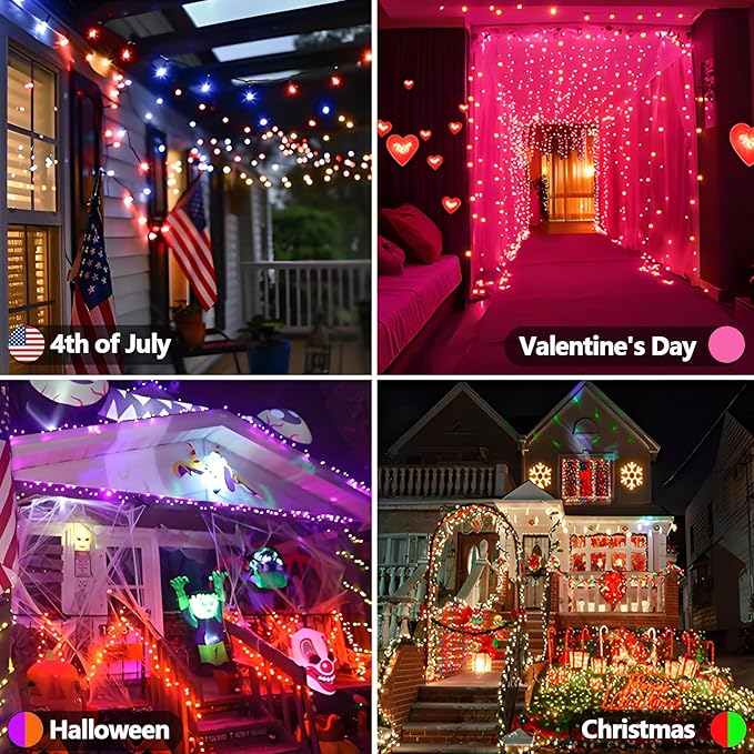 Albelt Smart Color Changing Christmas Lights, Christmas Decoration Lights with Remote & Timer, 66 FT 200 LED RGB Twinkle Fairy String Light Waterproof for Indoor Outdoor Halloween Xmas Tree Decor