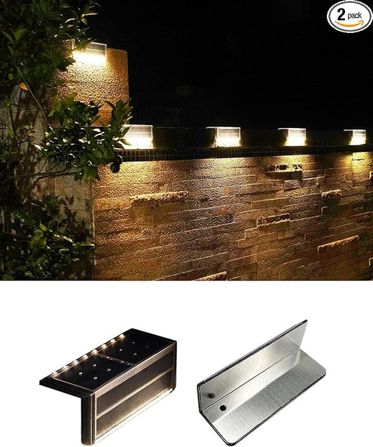 Solar Pool Lights, Poolside Lights for Inground Pool, Ultra-Thin 2-Way LEDs for Edge & Deck, Heavy Duty Stainless Steel Outdoor Waterproof for Swimming (Warm White, 2PK)