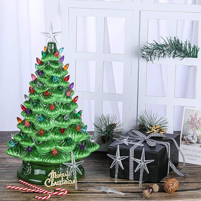 6 Pieces Star Ceramic Christmas Tree Light Plastic Light Decoration for Christmas Tree Ornaments (Clear)