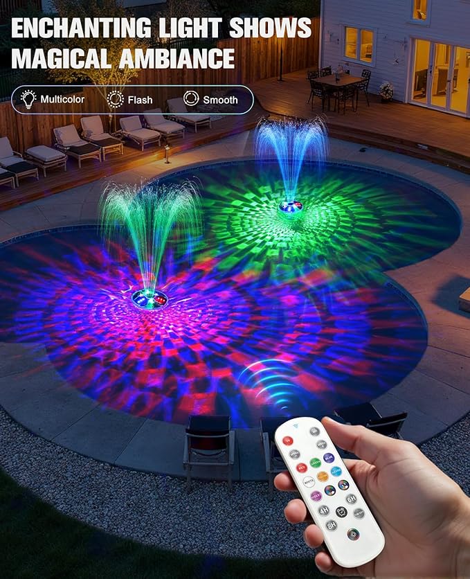 Pool Fountain with Remote, High Brightness Above Ground Pool Fountains with Lights Show, Battery Operated Floating Pool Water Fountain, Floating Fountains for Inground Pool-1pc(Purple)