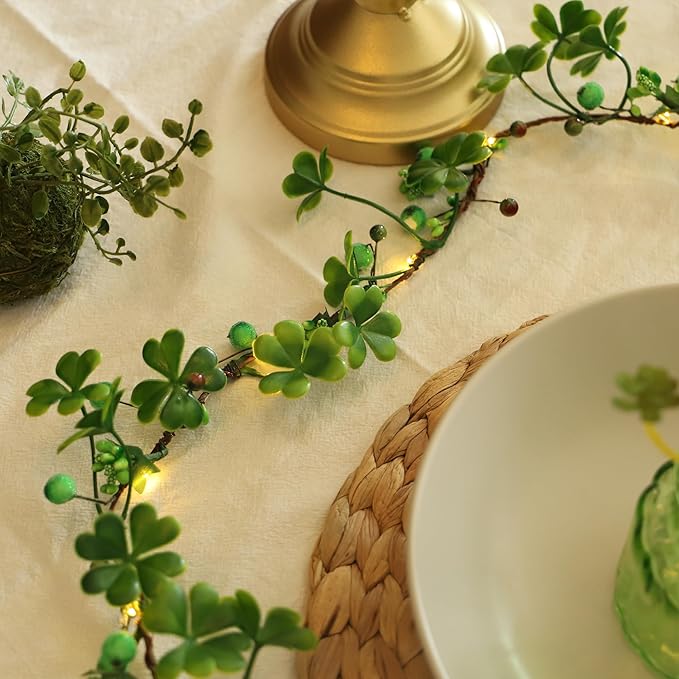 St Patricks Day Garland Shamrock String Lights for St Patricks Day Decorations Shamrock Lights Battery Operated with Remote