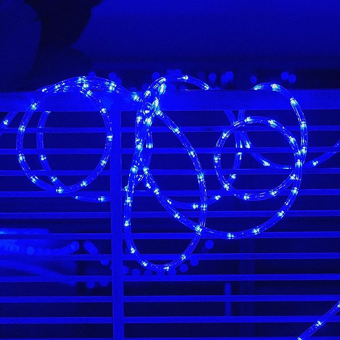 Waterproof LED Rope Lights, Connectable & Flexible with 8 Modes, Outdoor Lighting for Deck, Garden, Pool, Patio & Christmas Decor (Blue, 100ft)