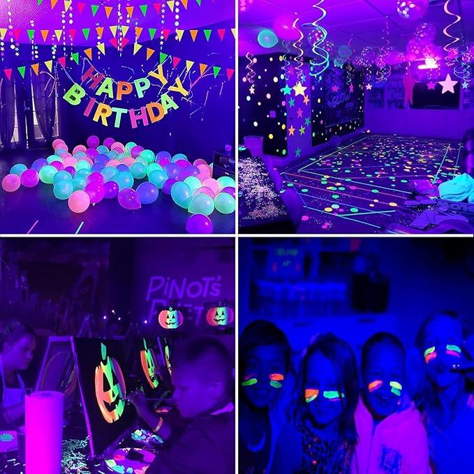 Brightown E26 Rechargeable UV Light Bulbs with Remote and Timer, 120V E26 Base UVA Level 385-400nm, Glow in The Dark for Blacklight Party, Body Pain, Halloween, Purple + UV Purple Mode, 2 Pack