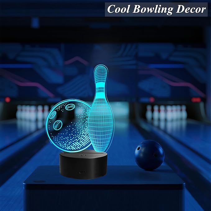 Bowling Night Light, Bowling Gifts, 3D Night Light with Remote Control, 16 RGB Colors, 4 Flashing Modes, Timer, Bowling Room Decor