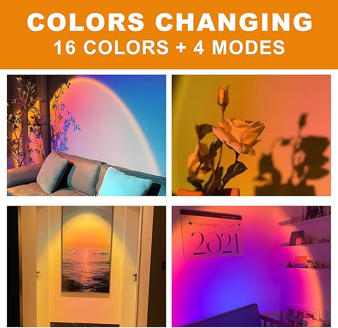 Sunset Lamp Projector, Multicolor Changed Night Light with Remote,APP Control, 360°Rotation for Party, Bedroom Decor,Tiktok,Photography