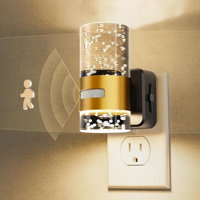 L LOHAS LED Motion Sensor Night Light,Dimmable Night Lights Plug into Wall, Acrylic Nightlight with 0-100 LM Adjustable Brightness, 3000K Plug in Night Light with Motion Activated for Bathroom Hallway