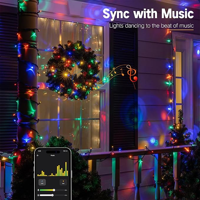 BrizLabs Christmas Lights App & Voice Control, 180ft 500 LED Color Changing Smart Christmas Fairy String Lights, Cool White & Colored Outdoor Mini Tree Light String for Indoor Outside Xmas Decor