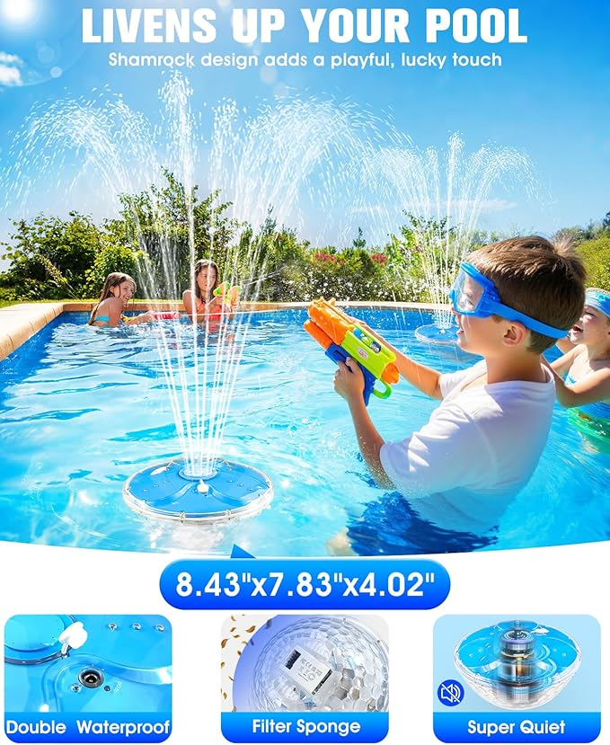 Pool Fountain with Remote, High Brightness Above Ground Pool Fountains with Lights Show, Battery Operated Floating Pool Water Fountain, Floating Fountains for Inground Pool-1pc(Blue)