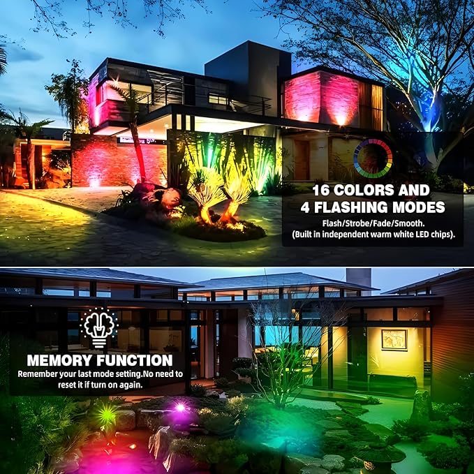 RGBW Warm White Low Voltage Landscape Lights 10W Color Adjustable LED Landscaping Lighting IP67 Waterproof Outdoor In-Ground Light 12V-24V Pathway Garden Deck Driveway Well Lights (2Pack)