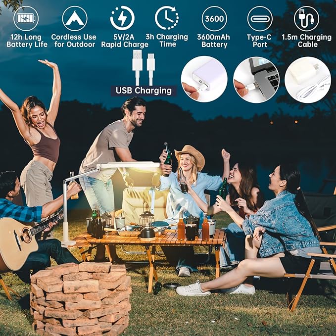 Rechargeable Overhead Video Conference Light for Desk with 3 Models 5 Brightness Levels,Built-in 3600mAh Battery Can be Used for Tiktok,Video Recording,Zoom Meeting,YouTube and Live Broadcast