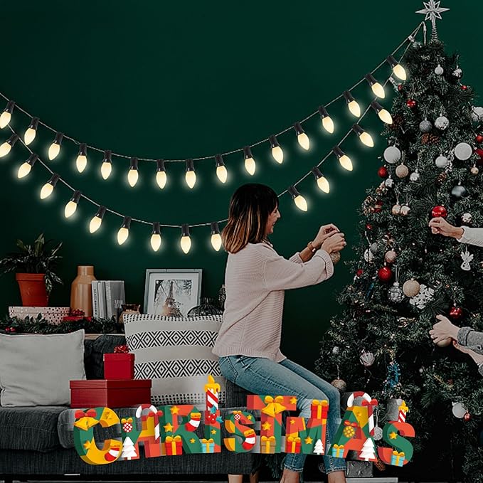 C7 LED White Replacement Bulbs, 25 Pack C7 Ceramic White Christmas Light Bulb, 0.6W Night Light Bulbs Vintage Replacement Bulbs for Outdoor Christmas String Lights