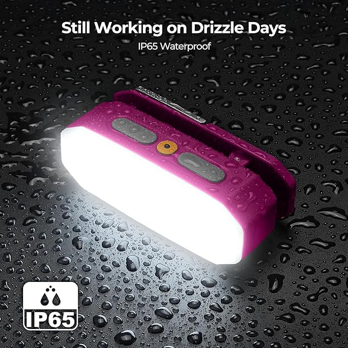 BougeRV Movable Area Light, Rechargeable Camping Lantern, 3200mAh Portable Camping Light, IP65 Waterproof, Camp Lamp for Tent, Power Outages, Emergency, Outdoor(Magenta)