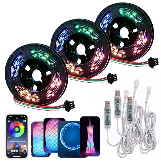App Control Led Lamp Kit 001 for Bambu Lab 3D Printer Light,Iridescent RGB LED Strip Light Bundle-ZH037 1M/3.28FT 3D Printer Accessories 60 LEDs Models Lamp DIY (3)