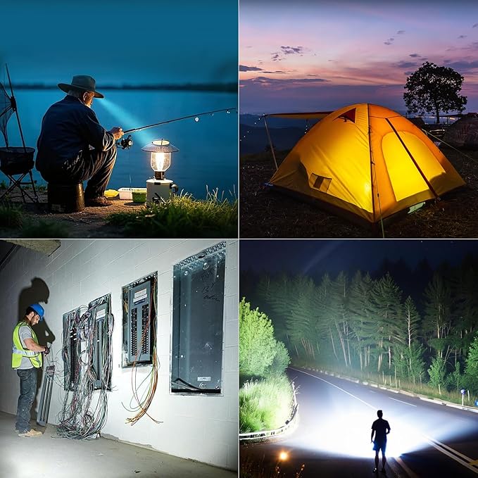 12000mAh 4000 Lumen Camping Lights 3 Light Mode Portable LED Camping Lantern Rechargeable 45W Magnetic Hanging Battery Level Display Tent Light Camping Flashlight Power Outage Emergency Lighting