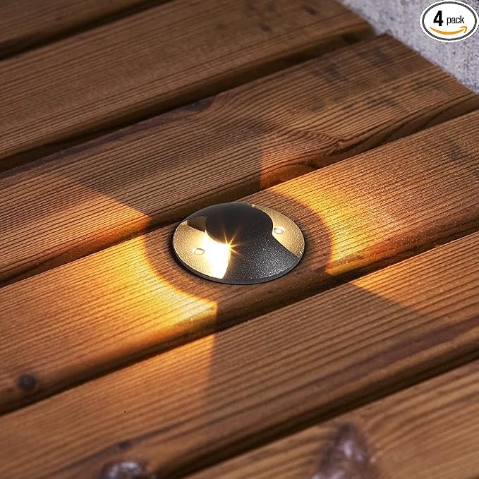 Well Lights Low Voltage Landscape Lighting Outdoor In Ground Lights LED2W Double Sides Lighting AC/DC 12V-24V Warm White Waterproof IP67 Aluminium,4PACKS