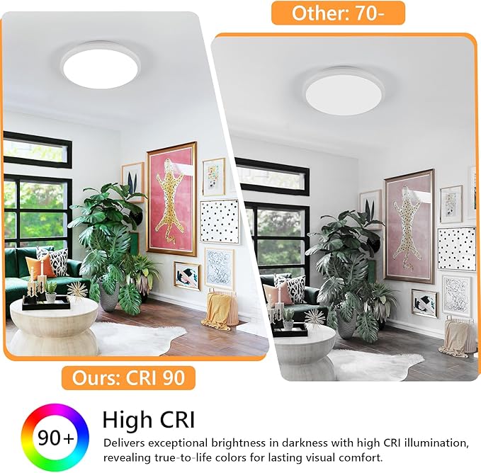 DELIPOP 4 Pack 12 Inch LED Flush Mount Ceiling Light, 24W Surface Flat LED Ceiling Light for Indoor/Outdoor, IP54 Waterproof Round Ceiling Light Fixture for Bathroom, Bedroom, Kitchen, Hallway