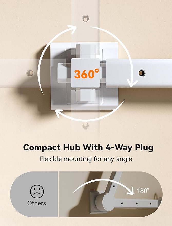 Blueera Electrical Outlet Extender Features USB-C, 2 USB-A, 2 AC Outlets, Access Hard-to-Reach Places, Extends 17''-36'', Extendable Outlet with 4-Way Plug for Behind Couches, Nightstands-1 Pack