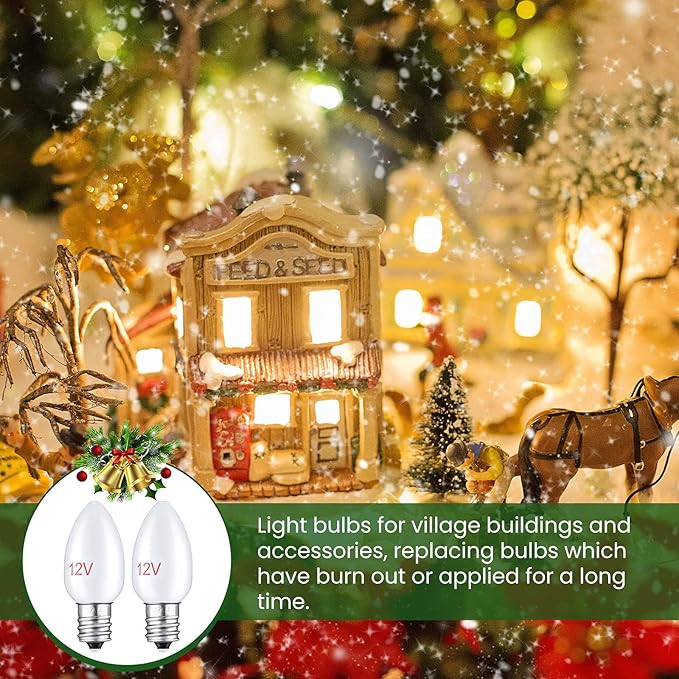 8 Pcs 12 V 4 W Christmas Villages Replacement Bulbs Warm White Bright Incandescent Bulb Accessories for Christmas Village Style Accessories Outdoor Indoor Activities