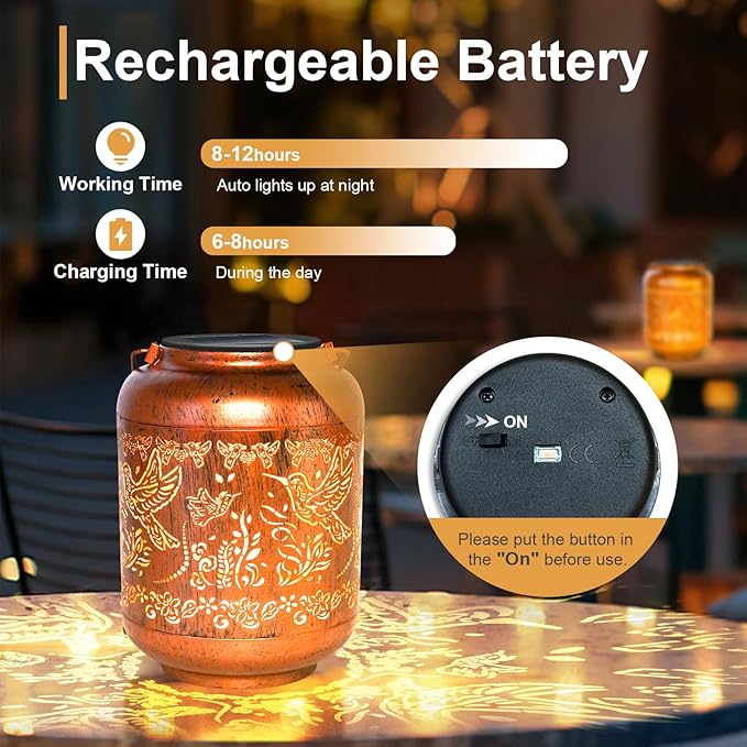 Hummingbird Solar Lanterns Outdoor Waterproof Hummingbird Birthday Gifts for for Women Mom Grandma, Hanging Solar Lights Garden Decoration Outside for Yard, Patio,Pathway Landscape