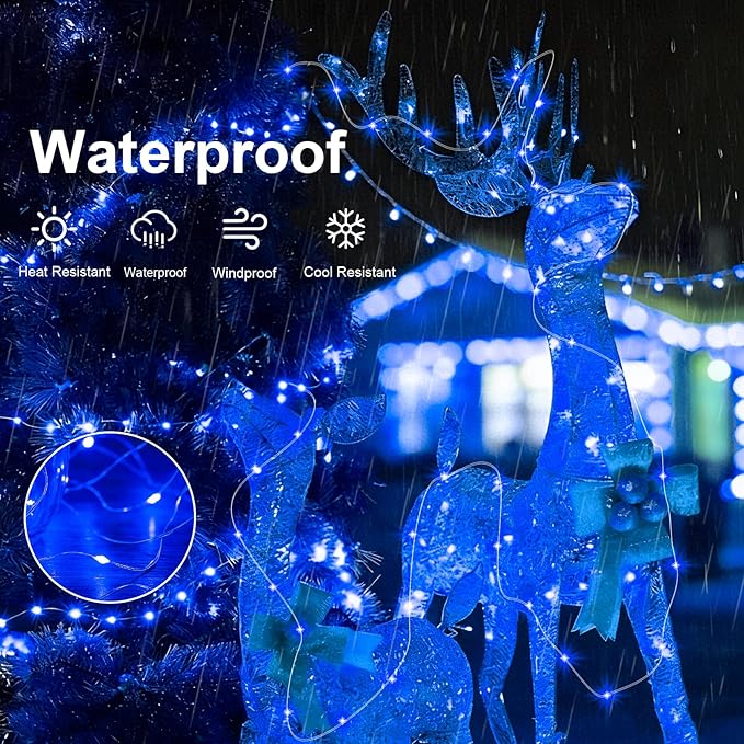 AIKEI 6 Pack LED Fairy Lights with Timer Battery Operated, Mini String Lights with Remote Waterproof 7ft 20 Led Firefly Starry Lighting for Wedding Party Bedroom Garden Christmas Decoration Blue