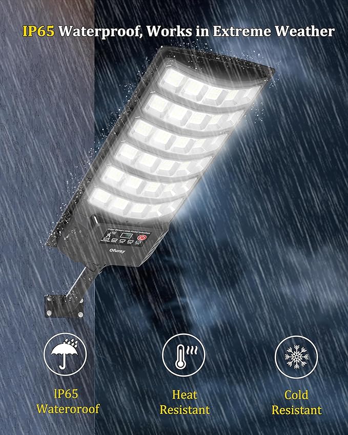Ofuray Solar Flood Lights Outdoor,5AH High Power Solar Street Security Parking Lot Lights Dusk to Dawn with Motion Sensor 5 Modes,7000k Daylight with Remote Control for Wall,Backyard,Outside OZL-4Pack