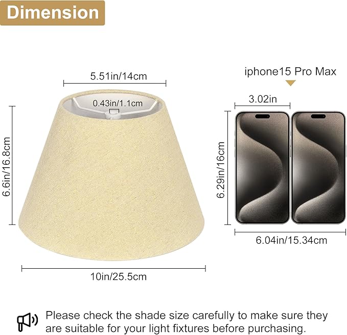 Lamp Shades with Glitter Gold Thread, Replacement Lamp Shades for Table Floor Bedside Lamps, 5.5" Top x 10" Bottom x 6.6" High, Durable Lampshade with Spider Fitter, Bulb Clip Adapters Included