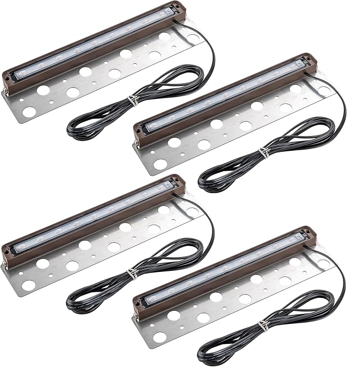 Low Voltage LED Step Lights 4 Pack, 12.25 Inch Landscape Lighting for Deck, Stairs & Pathway, 5CCT Adjustable 2700K-6500K, Waterproof Outdoor Retaining Wall & Paver Lights, 12V 5W High Brightness