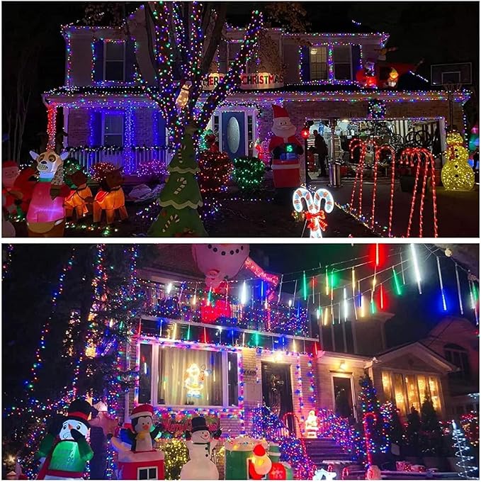 2-Pack Solar String Lights for Outside, Total 200LED Solar Christmas Lights Outdoor Waterproof, Solar Twinkle Lights Copper Wire 8 Modes Fairy Light for Christmas Tree Garden Party Decor (Multicolor)