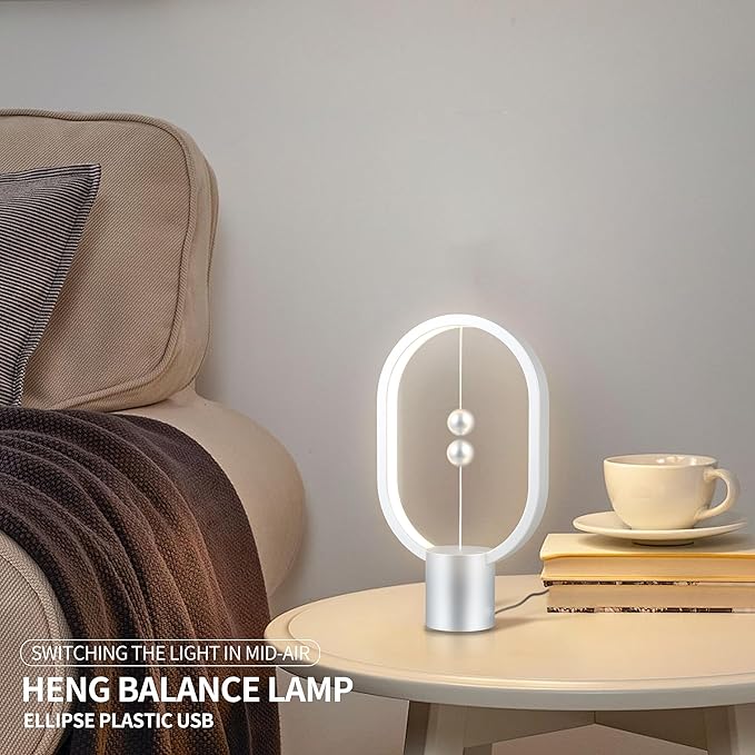 Magnetic Lamp - USB-Powered LED Table Lamp with Floating Design - Perfect for Home, Office, Dormitory, Hotel and Living Room(Silver)