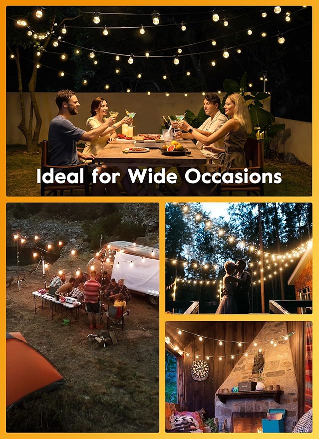 G40 Led Replacement Light Bulbs 1W Shatterproof Globe Bulb fits E12 Candelabra Screw Base, 1.5 Inch Dimmable Light Bulbs for Indoor Outdoor String Lights, Patio Cafe Decor, Warm White, 25 Pack