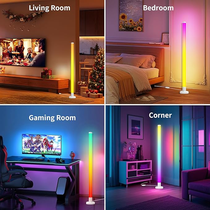 Smart RGB LED Corner Floor Lamp,16 Million DIY Colors & 200+ Scene, Music Sync, App & Remote Control,Color Changing Ambient Mood Lighting for Living Room, Bedroom, Gaming Room