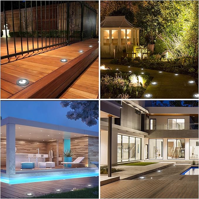 Low Voltage In-Ground LED Well Lights Landscape Lighting 6W 12V 24V Outdoor Landscape Light Waterproof IP67 Pathway Driveway Deck Step Fence Garden Lights