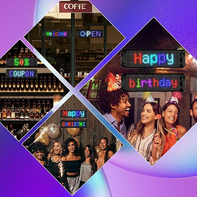 Gelrova Dual-Panel Blinking Devil Eyes Light LED Car Windshield Display: 2-Pack 14"x4" Programmable Matrix, Single USB Power, Remote/App Control, Custom Text/GIFS for Car SUVs, Trucks