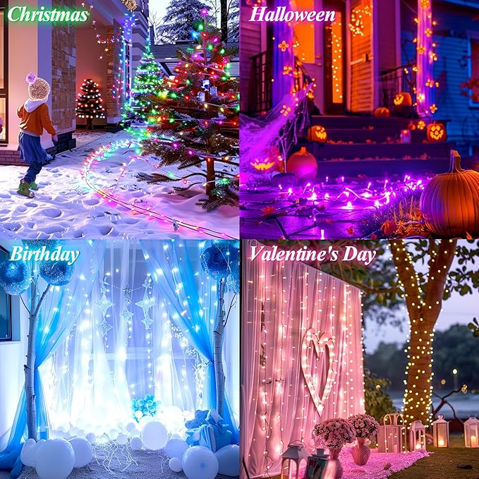 LitHome 33Ft 100 LED Color Changing Christmas String Lights, 35 Colors 9 Modes RGB Easter Lights Outdoor with Remote, Dimmable Pastel String Light Plug in Clear Wire for Tree Spring Easter Decoration