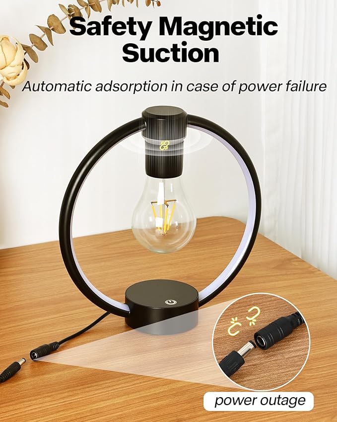 Levitating Table Lamp, Decorative Desk Lamp with 3 Light Modes and Touch Sensor, 360° Rotating LED Bulbs Bedside Lamps Cool Night Light for Living Room Bedroom Nightstand Table Patio