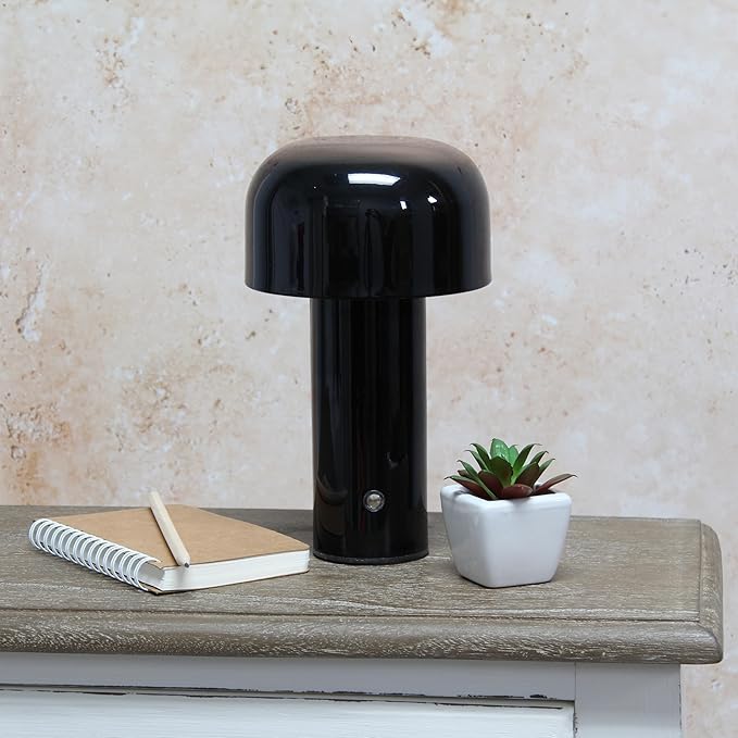 Simple Designs Mushroom Magic LED Table Lamp, Black (LD1070-BLK)
