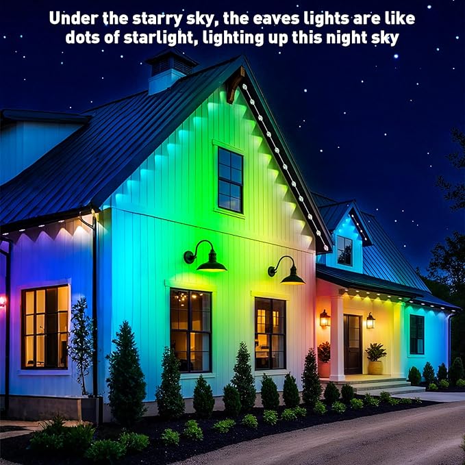 Permanent Outdoor Lights,150FT RGB Eave Light,IP67 Waterproof Lighting for House,Smart LED with App/Remote Control for Outdoor Decor,Garden Decor,Party,Holiday